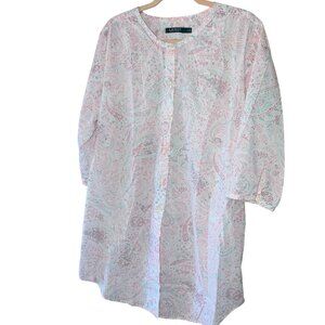Ralph Lauren Womens Night Shirt Size Large Pink Button Front Paisley Casual